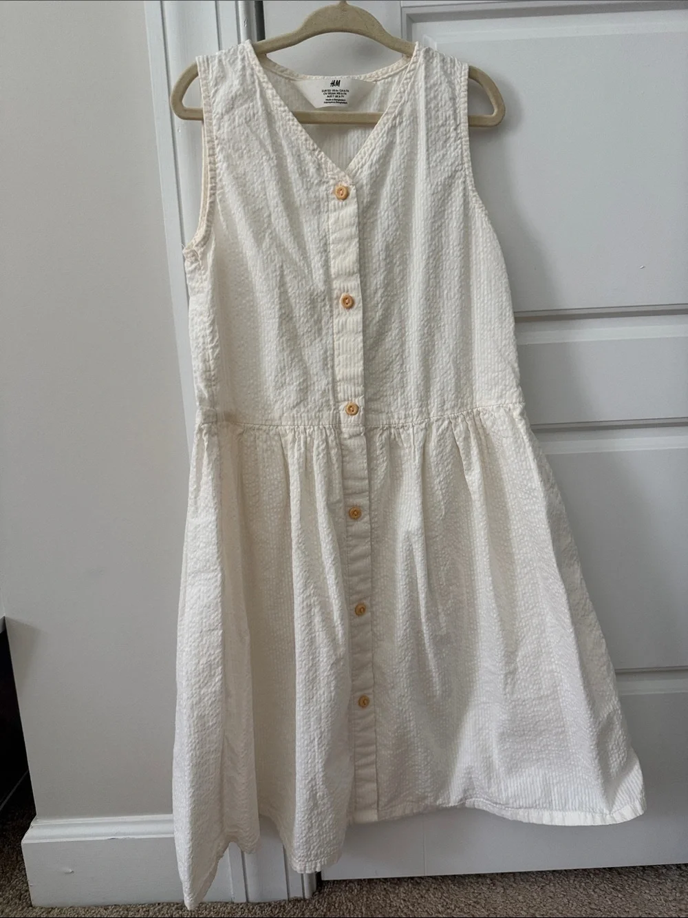 H&M Cream Button-Front Sleeveless Dress